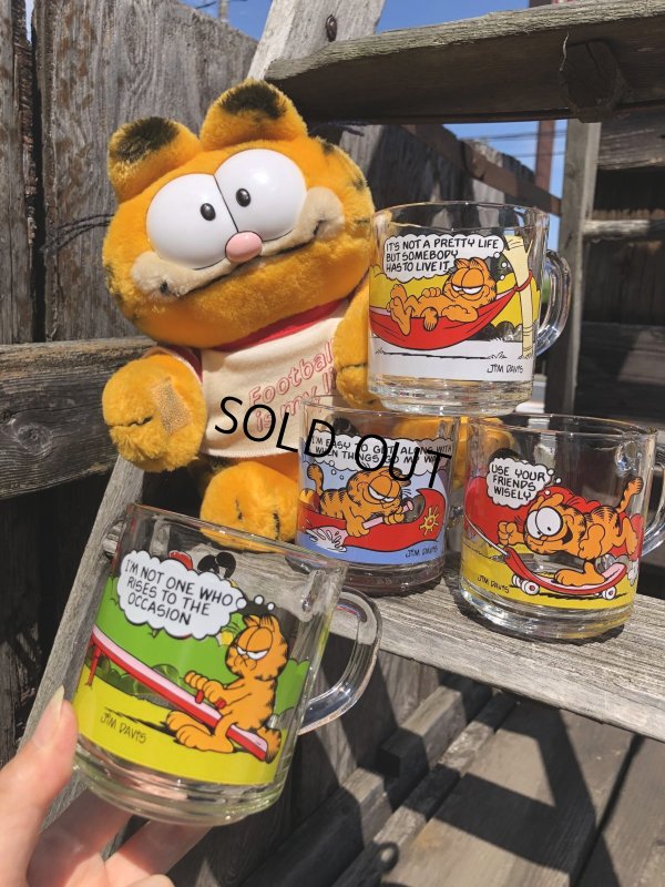 画像1: 80s Vintage ANCHOR HOCKING Glass McDonald's GARFIELD Mug Cup SET (R706)