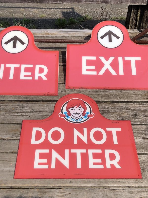 画像21: USA Wendy's Restaurant Drive Thru ENTER EXIT DO NOT ENER Sign SET (R713)