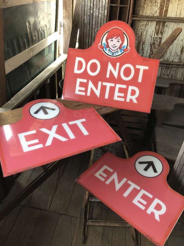 画像17: USA Wendy's Restaurant Drive Thru ENTER EXIT DO NOT ENER Sign SET (R713)