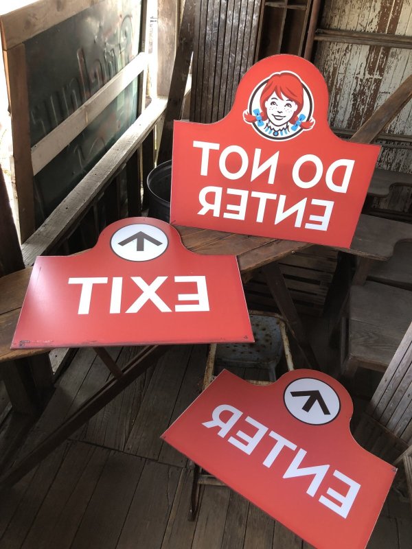 画像16: USA Wendy's Restaurant Drive Thru ENTER EXIT DO NOT ENER Sign SET (R713)
