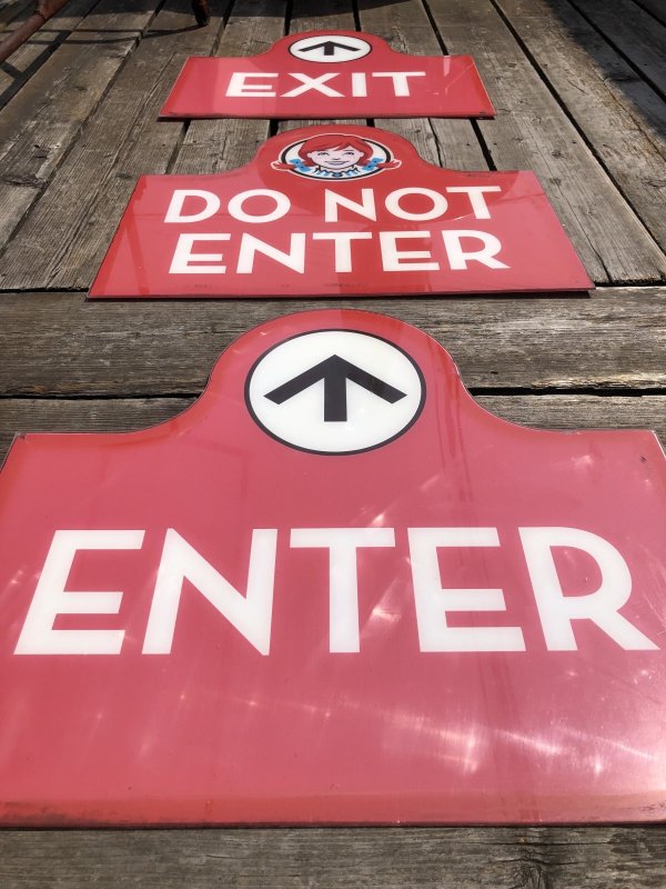 画像18: USA Wendy's Restaurant Drive Thru ENTER EXIT DO NOT ENER Sign SET (R713)