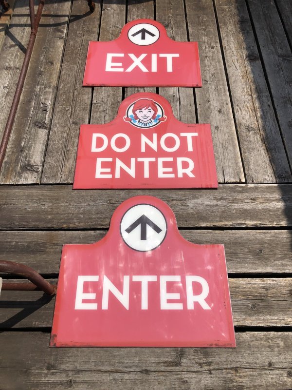 画像22: USA Wendy's Restaurant Drive Thru ENTER EXIT DO NOT ENER Sign SET (R713)