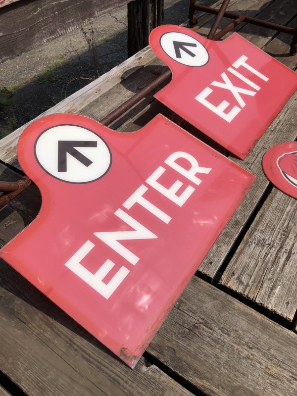 画像19: USA Wendy's Restaurant Drive Thru ENTER EXIT DO NOT ENER Sign SET (R713)