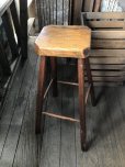画像1: Antique Wooden BAR Stool (R716) (1)