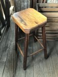 画像2: Antique Wooden BAR Stool (R716) (2)