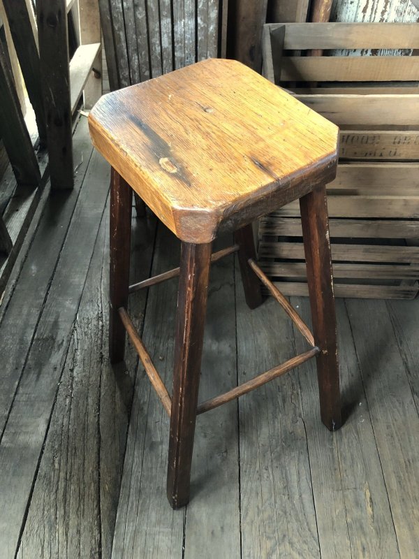 画像2: Antique Wooden BAR Stool (R716)