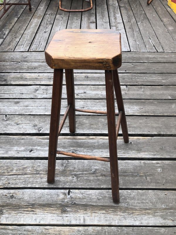 画像14: Antique Wooden BAR Stool (R716)