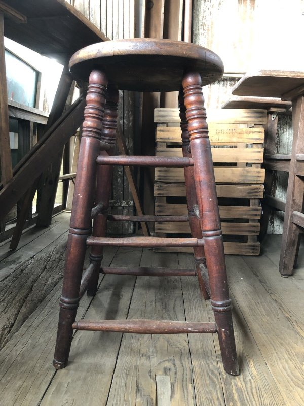 画像2: Antique Wooden BAR Stool (R717)