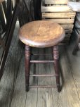 画像1: Antique Wooden BAR Stool (R717) (1)