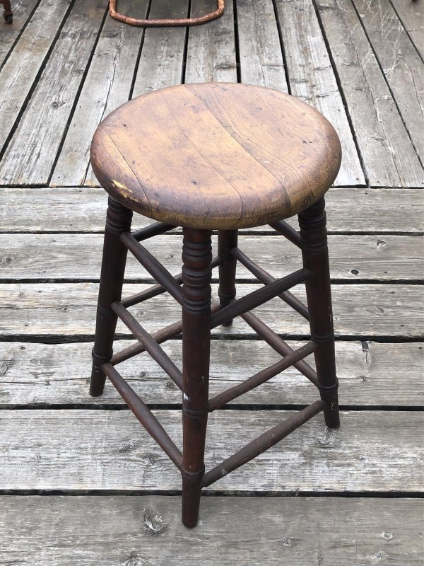 画像13: Antique Wooden BAR Stool (R717)