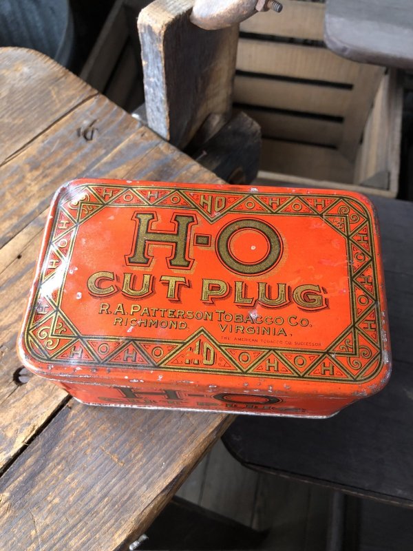画像1: Vintage Advertising Cigarette Smoking Tobacco Tin Can H-O CUT PLUG (R719)