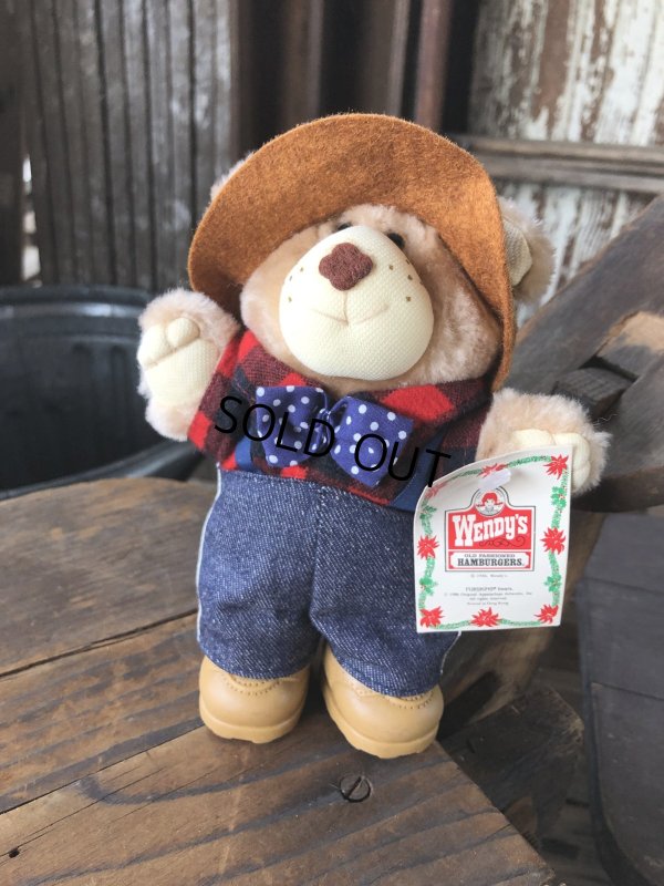 画像1: 80s Vintage Farrell Furskin Bear Mini Plush Doll Wendy's (R767) 