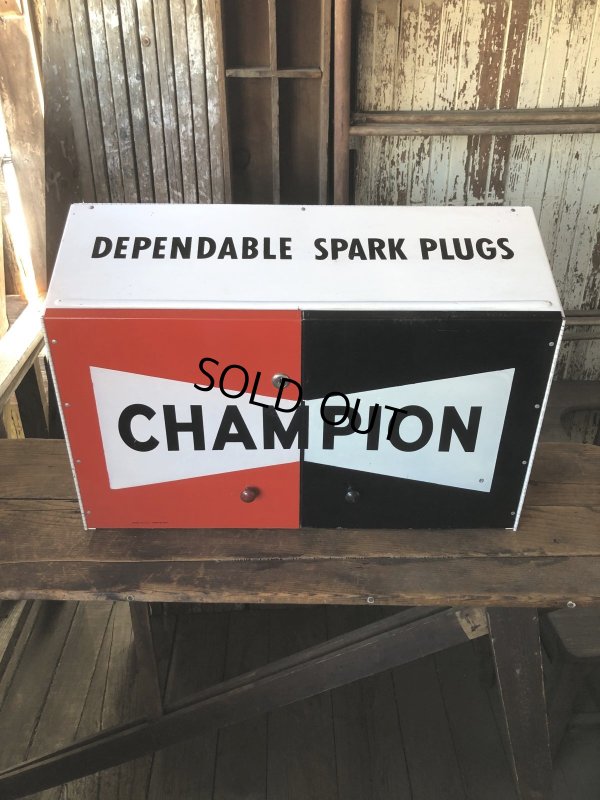 画像1: Vintage CHAMPION SPARK PLUG Service Station Advertising Metal Parts Cabinet (R772)