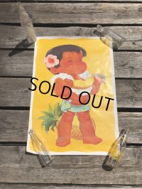 70s Vintage Dole Kids Hawaiian Pineapple Advertising Store Display Poster (R776)