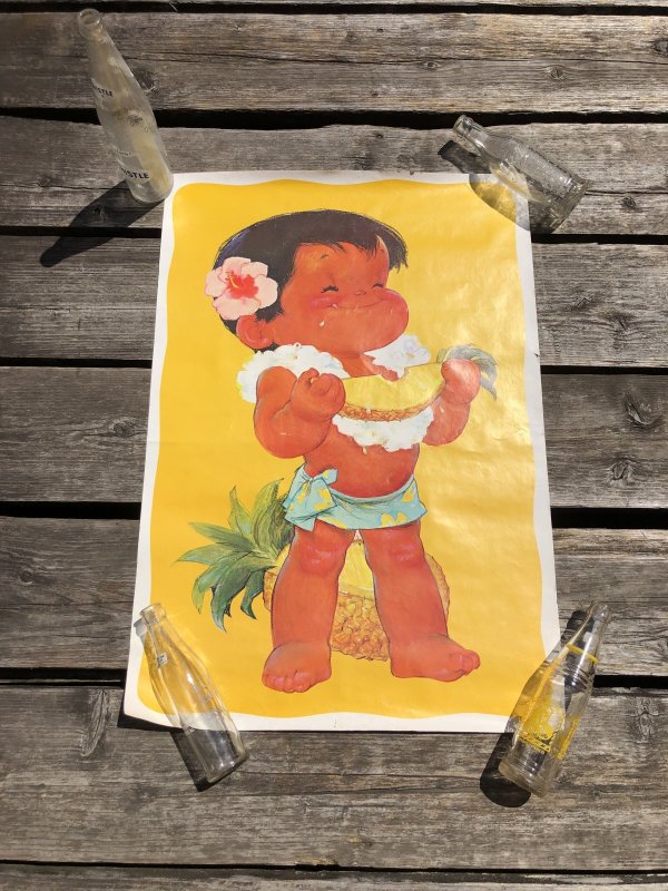 画像1: 70s Vintage Dole Kids Hawaiian Pineapple Advertising Store Display Poster (R776)