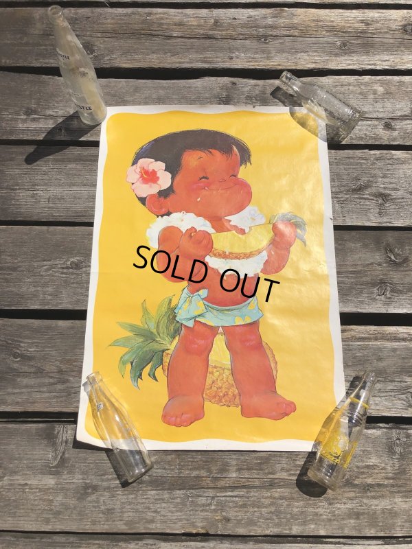 画像1: 70s Vintage Dole Kids Hawaiian Pineapple Advertising Store Display Poster (R776)
