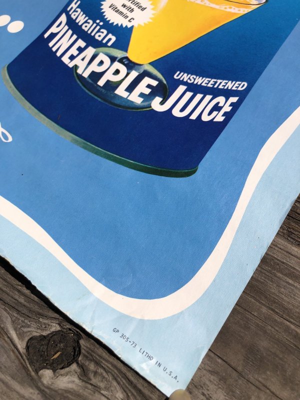 画像2: 70s Vintage Dole Hawaiian Pineapple Juice Advertising Store Display Poster (R775)