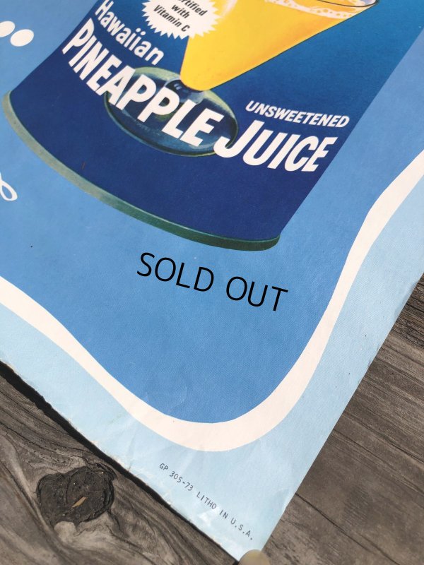 画像2: 70s Vintage Dole Hawaiian Pineapple Juice Advertising Store Display Poster (R775)