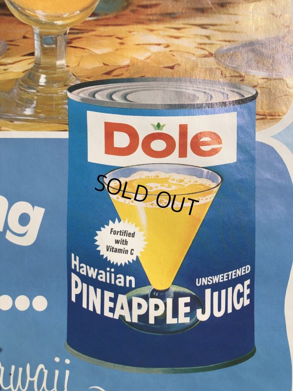 画像7: 70s Vintage Dole Hawaiian Pineapple Juice Advertising Store Display Poster (R775)