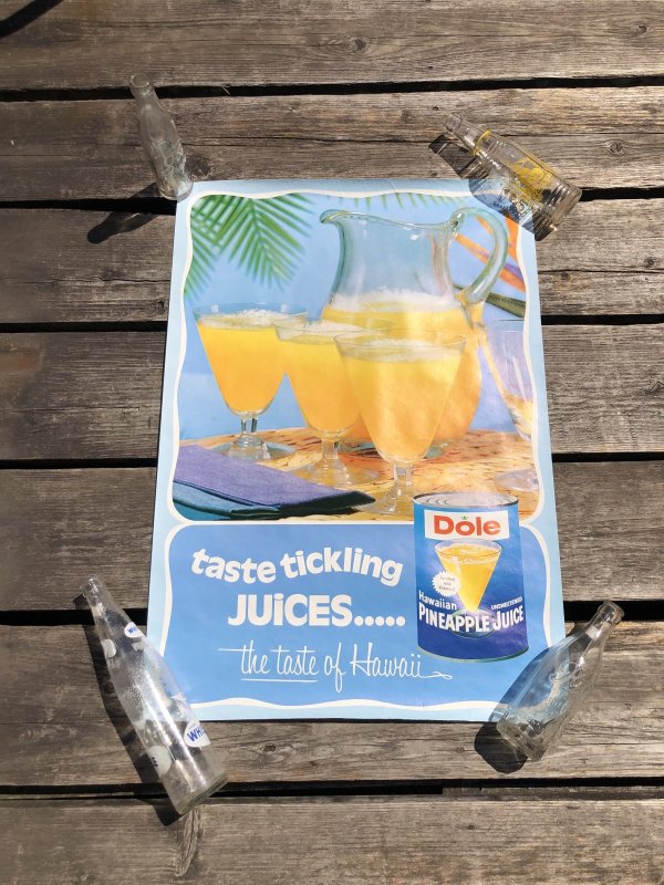 画像1: 70s Vintage Dole Hawaiian Pineapple Juice Advertising Store Display Poster (R775)