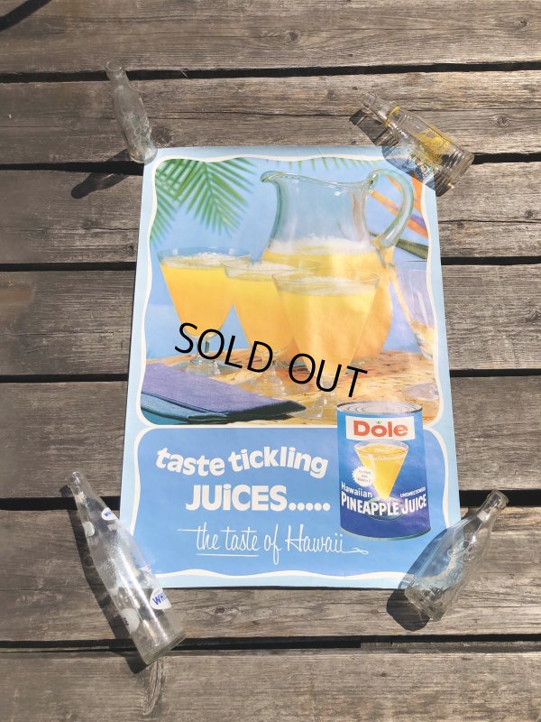 画像1: 70s Vintage Dole Hawaiian Pineapple Juice Advertising Store Display Poster (R775)