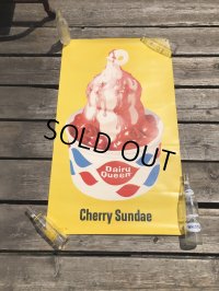 60s Vintage Dairy Queen Cherry Sundae Advertising Store Display Poster (R779)