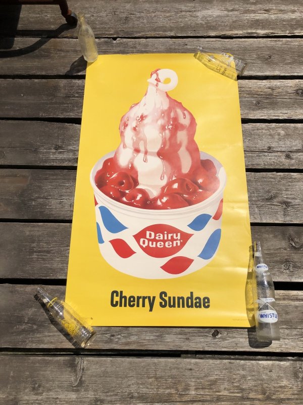 画像1: 60s Vintage Dairy Queen Cherry Sundae Advertising Store Display Poster (R779)