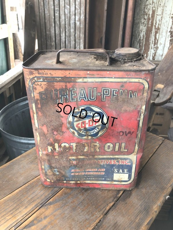 画像1: Vintage Oil Can CO-OP Bureau-Penn Motor Oil 2GL (R790)