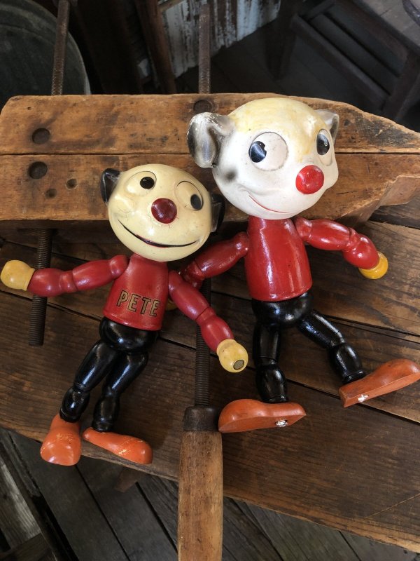 画像19: 30s Antique Cameo Doll Co. Walter Lantz Pete The Pup Wood & Composition Jointed Toy (R794)
