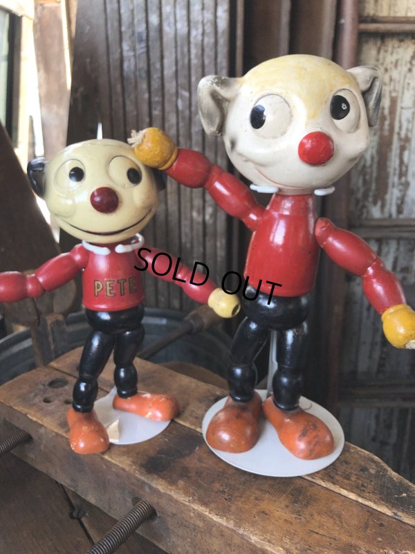 画像15: 30s Antique Cameo Doll Co. Walter Lantz Pete The Pup Wood & Composition Jointed Toy (R795)
