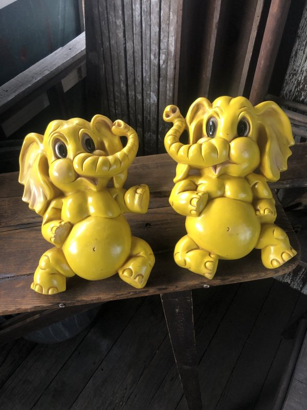 画像1: 70s Vintage Homco Wall Deco Yellow Elephant  (R795)