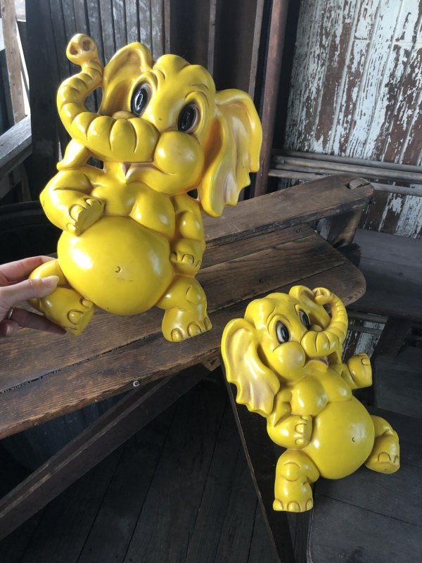 画像14: 70s Vintage Homco Wall Deco Yellow Elephant  (R795)