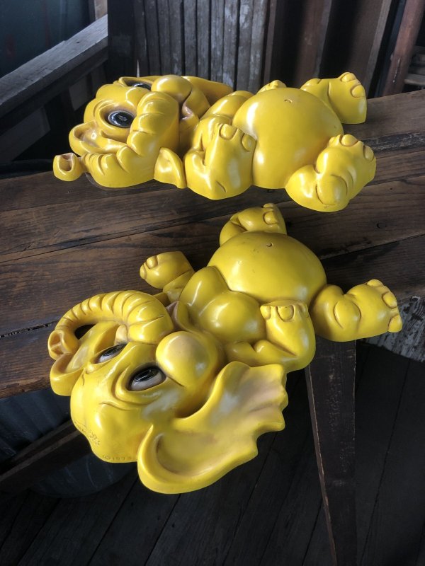 画像4: 70s Vintage Homco Wall Deco Yellow Elephant  (R795)