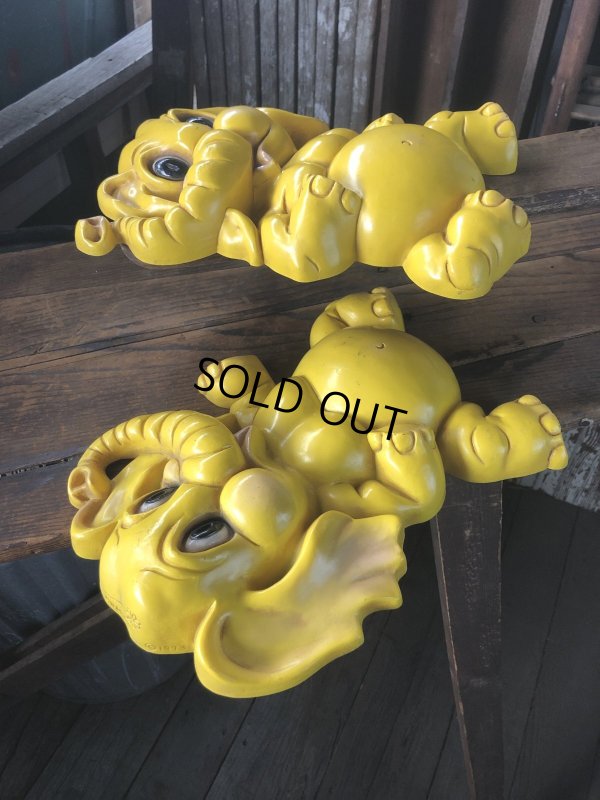 画像4: 70s Vintage Homco Wall Deco Yellow Elephant  (R795)