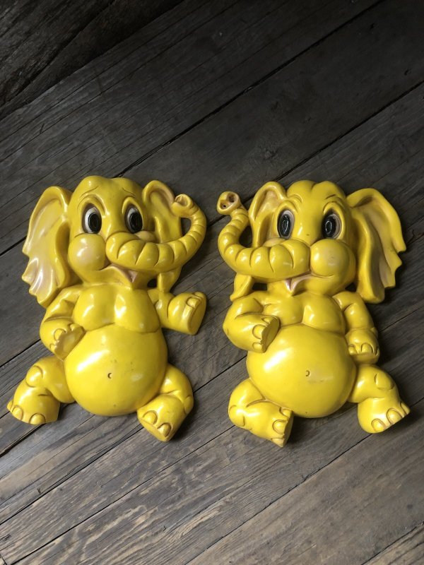 画像16: 70s Vintage Homco Wall Deco Yellow Elephant  (R795)