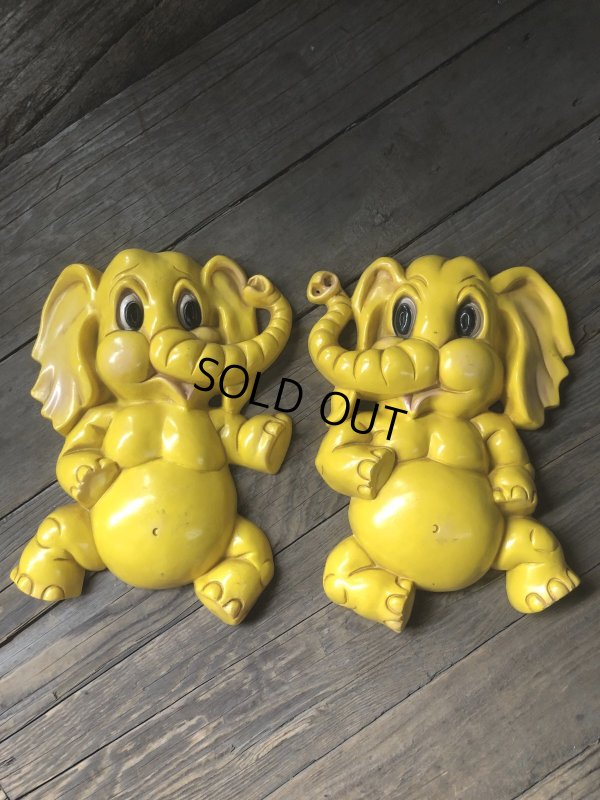 画像16: 70s Vintage Homco Wall Deco Yellow Elephant  (R795)