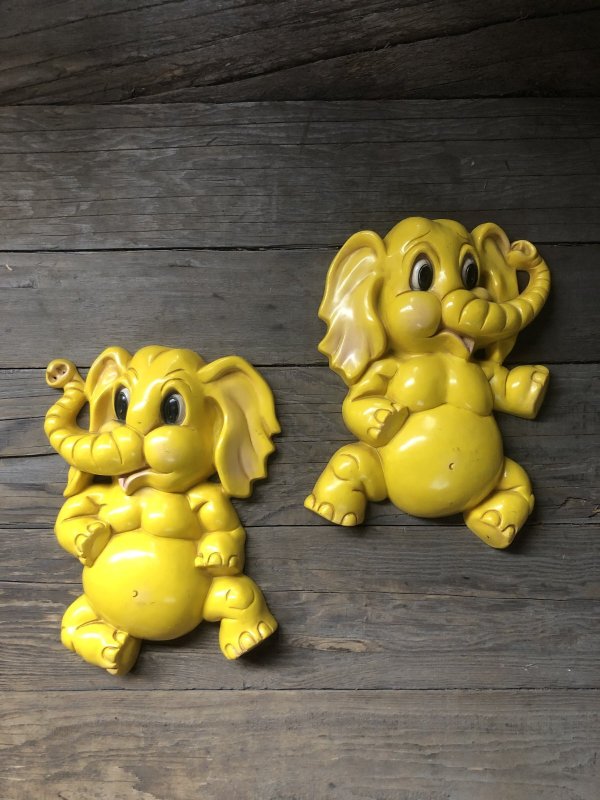 画像15: 70s Vintage Homco Wall Deco Yellow Elephant  (R795)