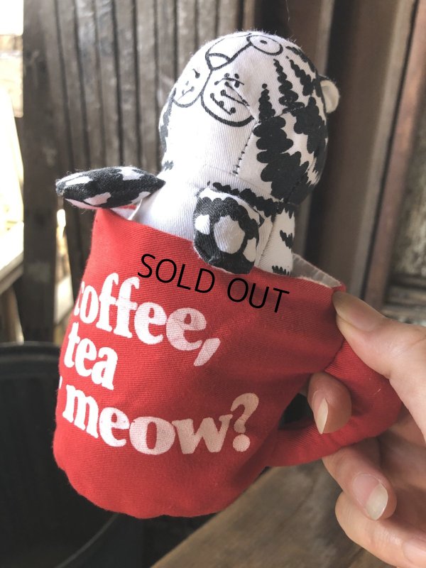 画像14: 80s Applaus B. Kliban Cat Coffee Tea or Meow? Stuffed Toy Plush (R806)