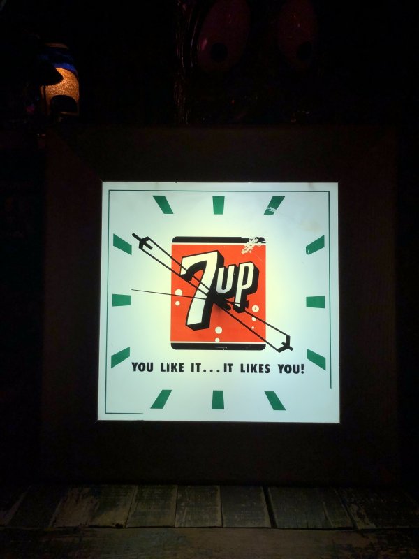 画像21: 【店舗引き取り限定】 〜60s Vintage 7UP Advertising Store Display Lighted Clock Sign 77x77cm Huge !!! (R811)