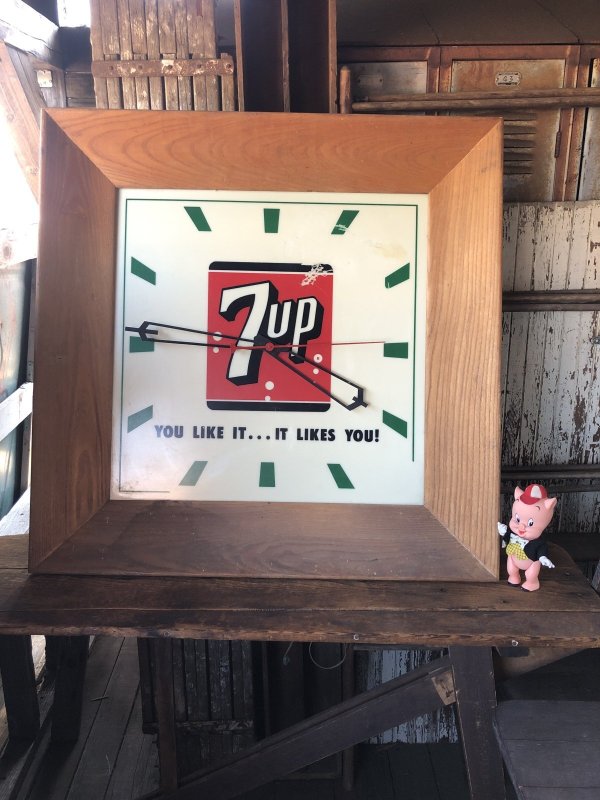 画像28: 【店舗引き取り限定】 〜60s Vintage 7UP Advertising Store Display Lighted Clock Sign 77x77cm Huge !!! (R811)