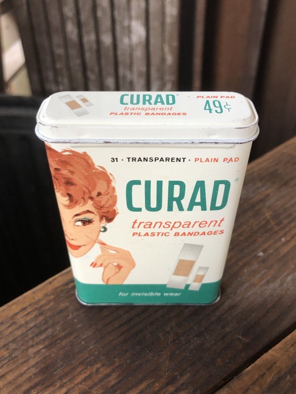 画像1: Vintage Curity Band-Aid Can CURAD transparent (R818)