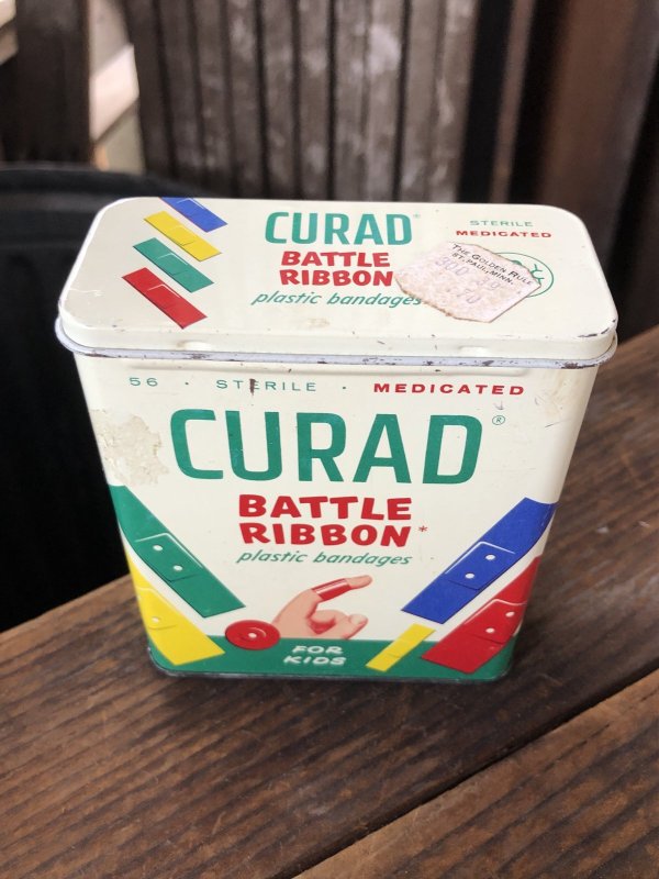 画像1: Vintage Curity Band-Aid Can CURAD Battle Ribbow (R816)