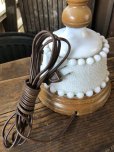 画像2: Vintage Wood Base Milk Glass Table Lamp (R832) (2)