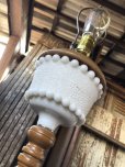画像3: Vintage Wood Base Milk Glass Table Lamp (R832)