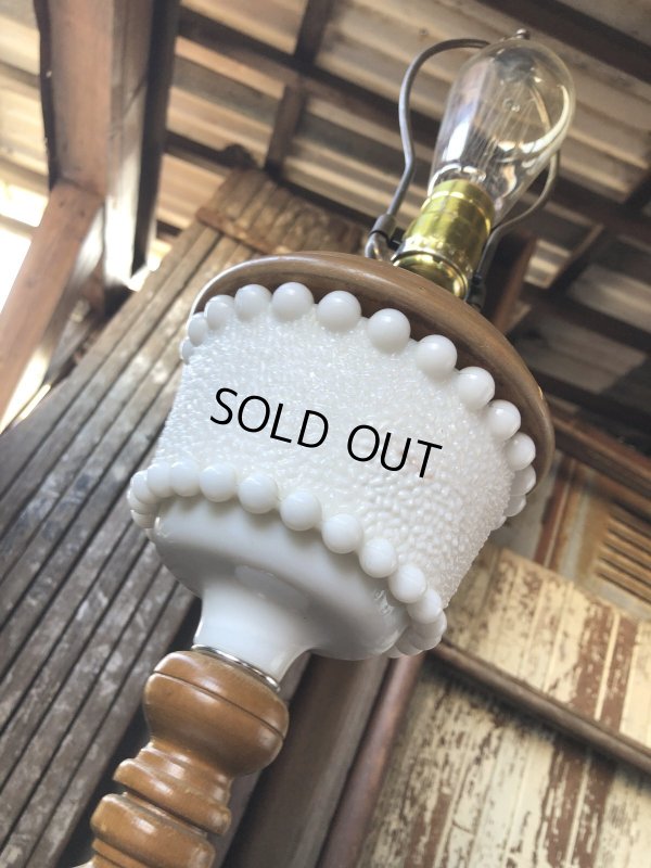 画像3: Vintage Wood Base Milk Glass Table Lamp (R832)