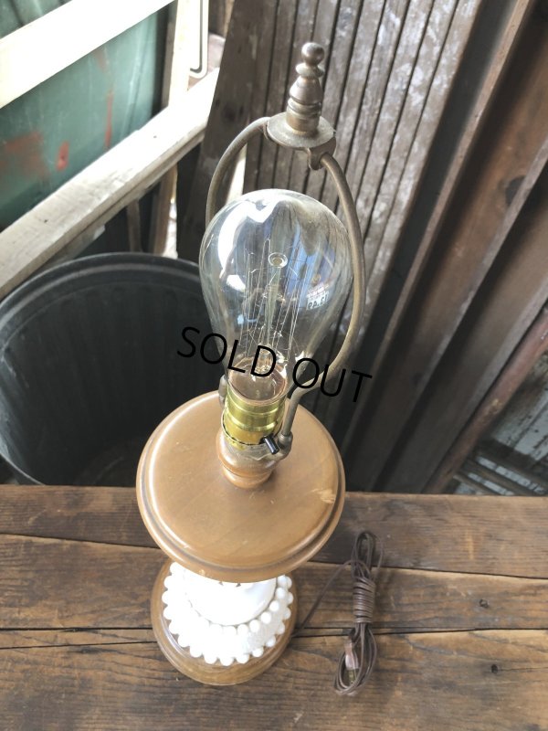 画像4: Vintage Wood Base Milk Glass Table Lamp (R832)
