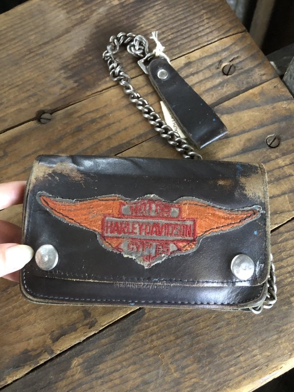 画像1: c.50s Harley-Davidson Leather Wallet w/Chain (R838)