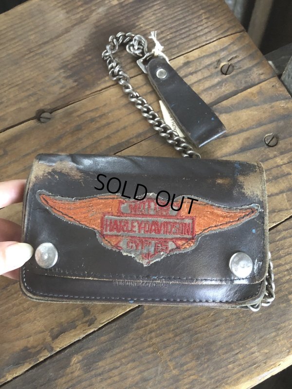 画像1: c.50s Harley-Davidson Leather Wallet w/Chain (R838)