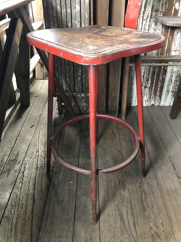 画像17: Vintage Industrial Metal High Stools Chair (R847)