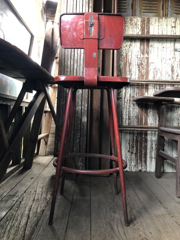 画像4: Vintage Industrial Metal High Stools Chair (R847)
